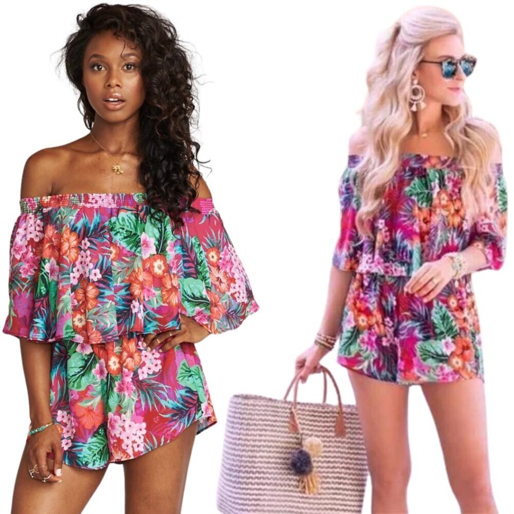 Show Me Your Mumu Rosarita Romper Womens Small Multicolor Resortwear Floral Chic